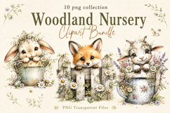 Woodland Nursery Animals Watercolor Clipart Bundle Product Image 1