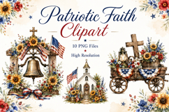 Patriotic Faith Clipart PNG, American Christian Watercolor Product Image 1