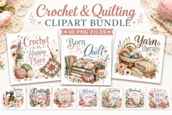 Crochet Quilting Sewing Clipart Bundle, Crafting Yarn Therap Product Image 1