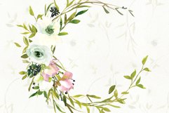 Watercolor Blush and WhiteRose Clipart and Wreaths Product Image 3