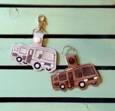 ITH Motorhome Vinyl Key Fob or Bag Tag - Snap Tab Machine Embroidery Product Image 3