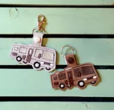 ITH Motorhome Vinyl Key Fob or Bag Tag - Snap Tab Machine Embroidery Product Image 3