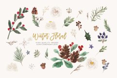 Watercolor Christmas floral clipart, Winter floral clipart Product Image 3