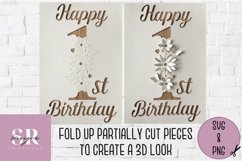 3D 1st Birthday card | Paper cutting | birthday card SVG Product Image 2
