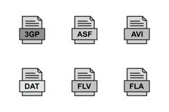 Set Of File Formats Icons Product Image 1