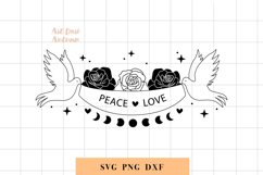 Peace sign with dove and flowers | Svg, Dxf and Png files Product Image 1