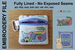 Quilted Dog Zipper Bag / Fully Lined, 4X4 HOOP Product Image 2