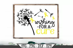Yellow Ribbon Wishing For A Cure Bone Cancer Awareness SVG Product Image 1