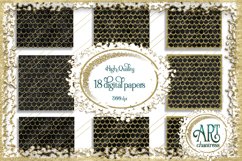 18 Digital Papers - Black and Gold Glitter - Mermaid Scale Product Image 1