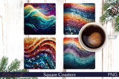 Christmas Square Coaster | Winter Holiday | Sparkling Waves Product Image 1
