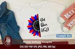 Patriotic Sunflower SVG|Sunflower monogram|4th of July SVG Product Image 2