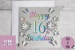 3D 16th Birthday card | Paper cutting | birthday card SVG Product Image 2