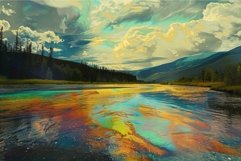 Surreal river landscape with vivid skies and reflections Product Image 1