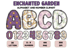Enchanted Garden Patchwork Alphabet PNG Clipart 300 DPI Product Image 1