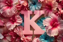 Letter K with Flowers Background Wallpaper Product Image 1