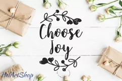 Choose Joy Svg, Merry Christmas svg, Holly Wreath svg Product Image 2