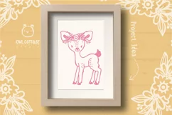 Baby Deer with Flowers Crown Svg , Favn Cut File Product Image 9