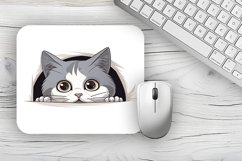 Cute Cat Mousepad Sublimation Design, Animal Mousepad PNG Product Image 1