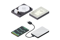 Hard disk icons set, isometric style Product Image 1