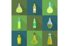 Vinegar bottle icons set, flat style Product Image 1