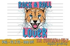 Rock &amp; Roll Lover Cheetah PNG File, Sublimation Design Product Image 1