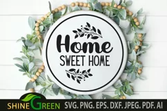 Home Sweet Home SVG - Floral Home Round Sign SVG Product Image 1