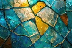 Blue and Gold Mosaic Tiles Background Wallpaper Product Image 1