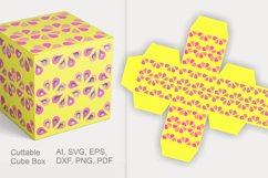 Yellow Floral Ornaments Cuttable Cube Gift Box with Holes Product Image 3