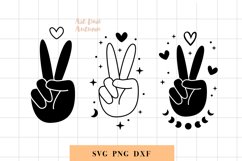 Peace sign silhouette and outline | Svg, Dxf and Png files Product Image 1