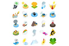 Natural disaster icons set, isometric style Product Image 1