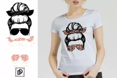 Messy Bun Mom SVG Leopard Mom SVG Messy Hair Mom Life SVG Product Image 3