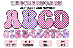 Checkerboard Alphabet Letters &amp; Numbers Clipart PNG 300DPI Product Image 1