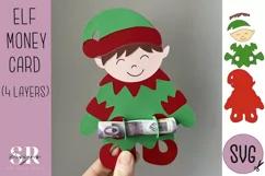 Christmas elf Money card | Paper cutting | Money card SVG Product Image 1