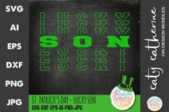 St Patrick's Day Stacked Mirrored Letters Lucky Son SVG Product Image 1