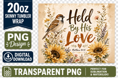 Held By His Love Tumbler Wrap PNG, Christian Bird 20oz Product Image 2