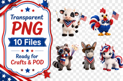 Patriotic Animal Clipart PNG, Cute 4th of July Animal Graphi Product Image 2