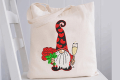 Valentine Gnome. Champagne Flute. Red roses. Product Image 3