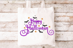 Happy Halloween Sign, Halloween bat, Machine Embroidery Product Image 2