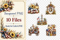 Patriotic Faith Clipart PNG, American Christian Watercolor Product Image 2