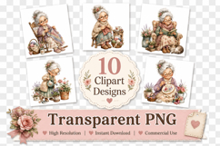 Grandma Crafting Clipart Bundle, Cozy Grandma PNG Product Image 2