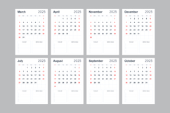 Minimalist 2025 Calendar Template Printable, Modern Product Image 2