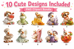 Sweet Duckling Watercolor Clipart Bundle, Cute Duck PNG Product Image 2