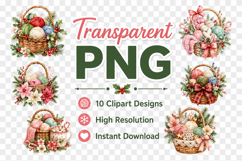 Christmas Craft Clipart Bundle, Yarn Basket PNG Product Image 2