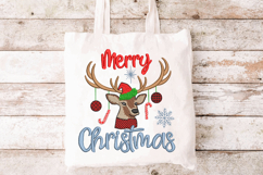 Merry Christmas Reindeer, Xmas Machine Embroidery Design. Product Image 3