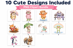 Rainy Day Animal Watercolor Clipart Bundle Product Image 3