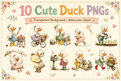 Back to School Duckling Clipart Bundle, Cute School Duck PNG Product Image 2