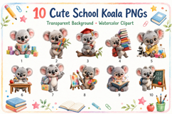 Cute School Koala Clipart Bundle, Back to School Animal Product Image 2