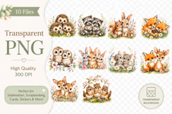 Woodland Baby Animal Clipart PNG, Cute Watercolor Forest Product Image 2
