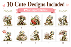 Cute Turtle Watercolor Clipart Bundle, Whimsical Turtle PNG Product Image 2