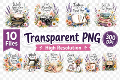 Floral Inspirational Quote Clipart PNG,Cottagecore Craft Product Image 2